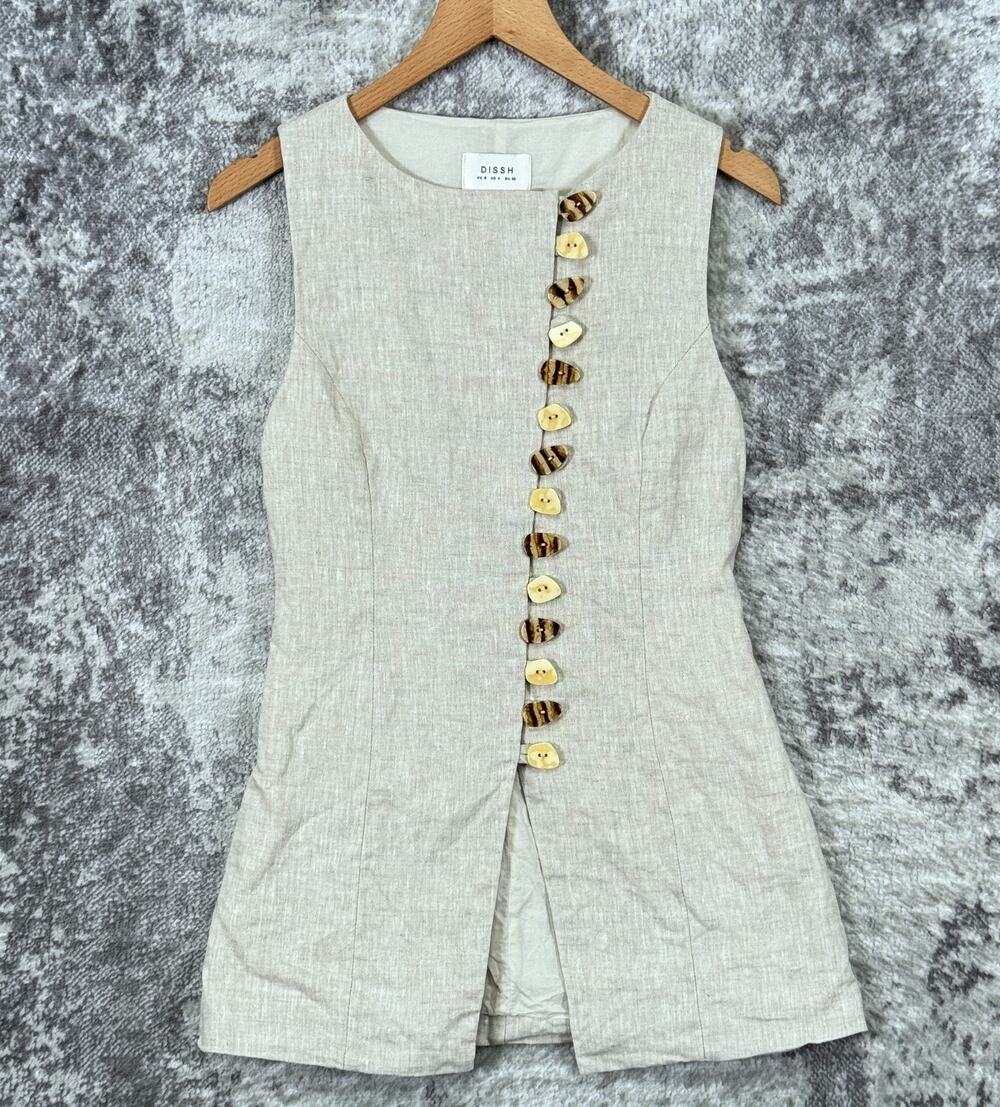 DISSH Baylee Linen Vest Top 4 Womens Button Front